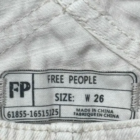 Free People Overall Mini Dress W 26 Cream Pinafore Adjustable Straps Boho Grunge - Picture 2 of 6